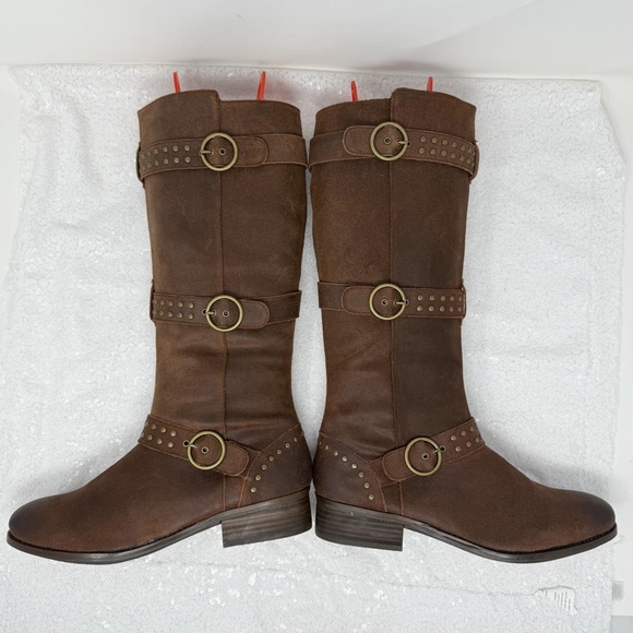 Reba Women’s Brown Studded Knee High Riding Boots Size 9 - Picture 15 of 16